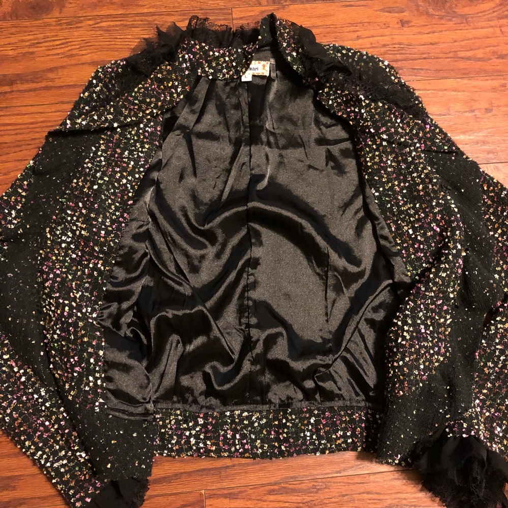 Anthropologie Black Multicolor Ruffle Jacket - Picture 8 of 8
